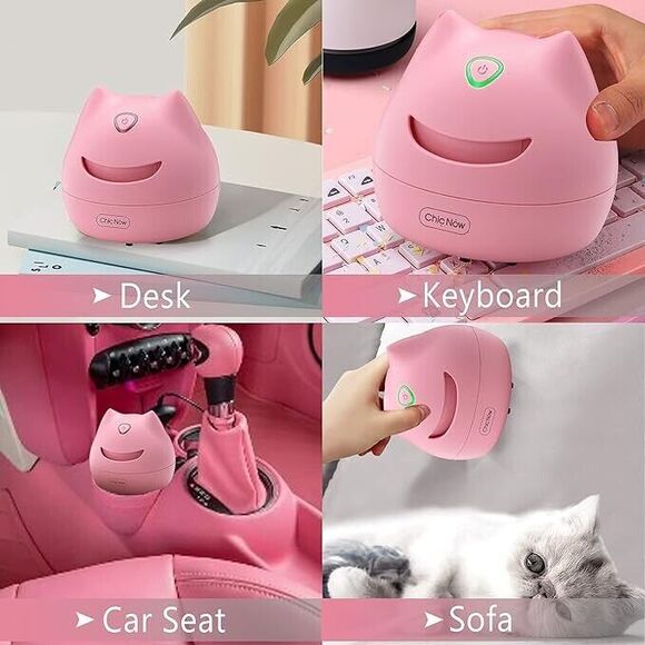 Pink Cat Desktop Vacuum Cleaner USB Charging Mini Desk Vacuum - Picture 7 of 7